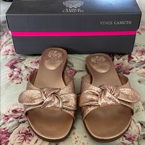 Vince Camuto Ejella Rose Gold Knot Slide Sandals - Size 8.5M